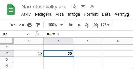 excel gör om minus till plus